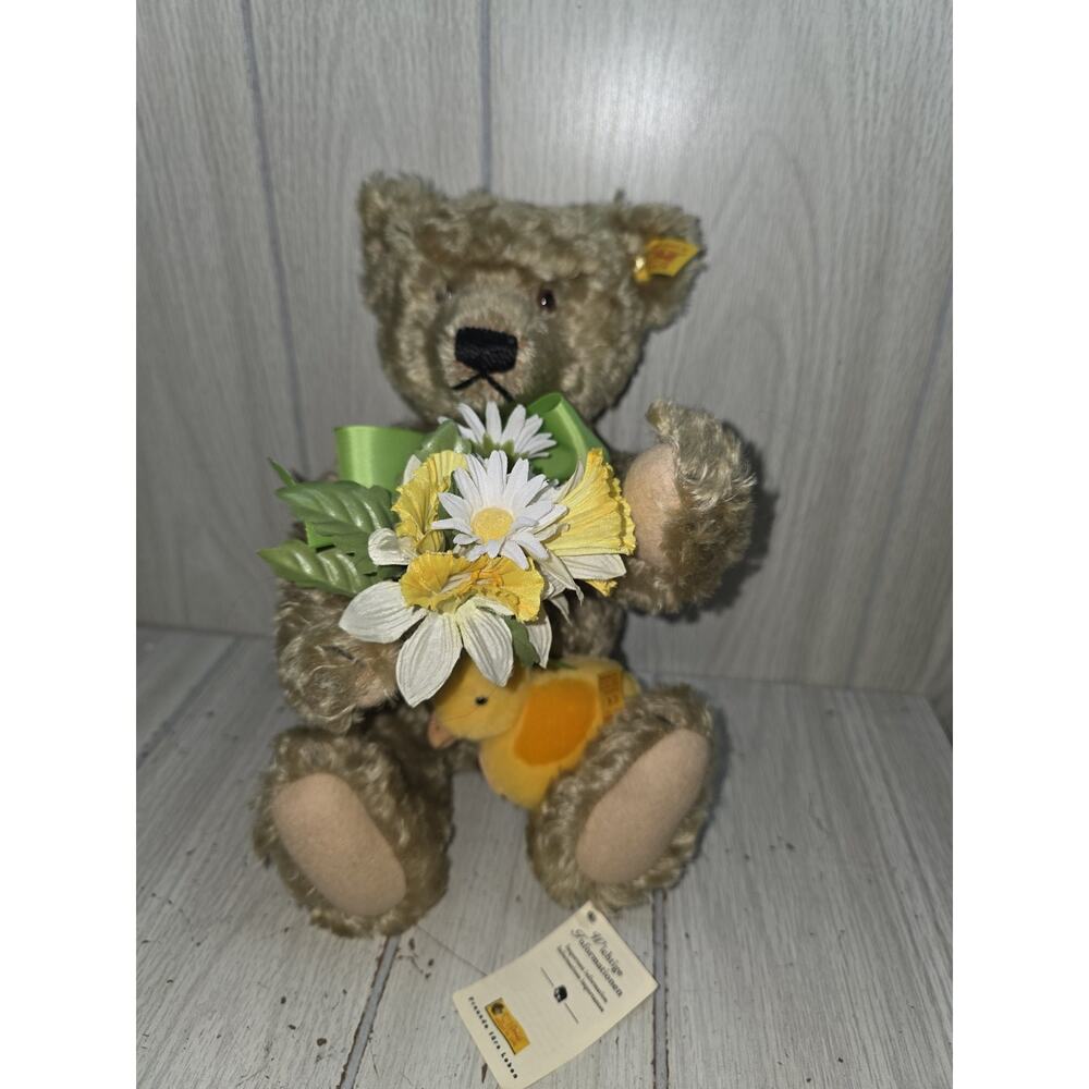 Vintage Steiff Daphne Spring Bear Danbury Mint Mohair Duck Flowers Germany W/Tag